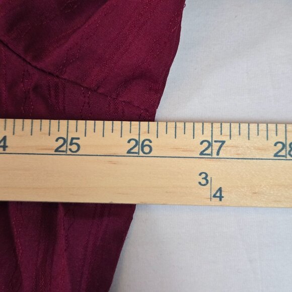 VTG Ely Cattleman Mens XL Burgundy Western Shirt Long Sleeve Striped Pearl Snap - Picture 4 of 9